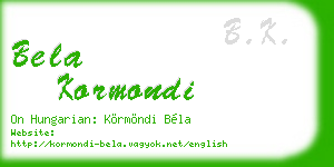 bela kormondi business card
