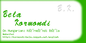 bela kormondi business card